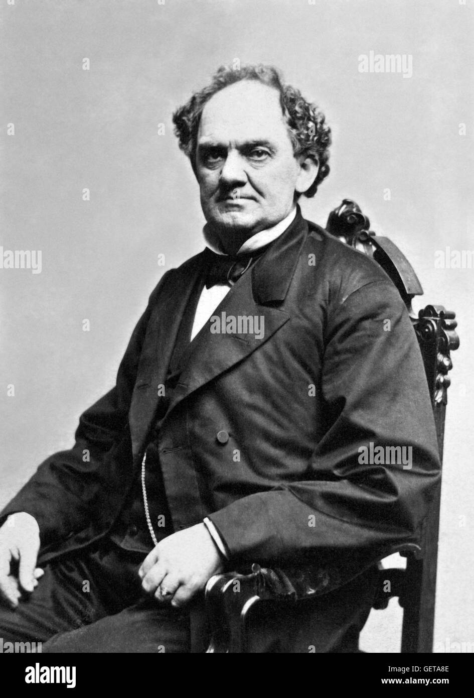 Phineas Taylor 'P. T.' Barnum (1810-1891), an American politician, showman, businessman and founder of the Barnum & Bailey Circus. Portrait by Charles D. Fredricks & Co., c.1860-1864 Stock Photo