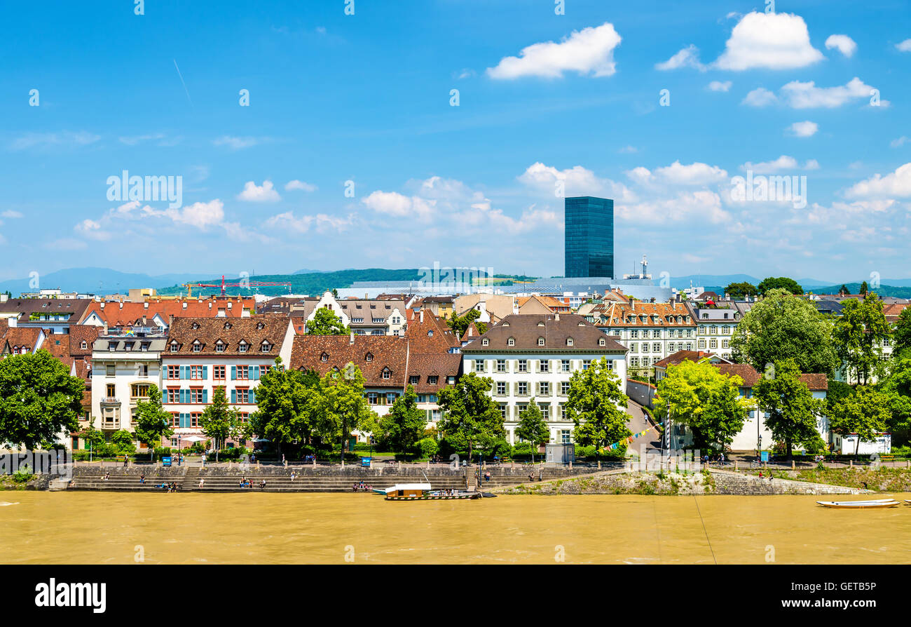 View of Basel city with the Rhine Stock Photo