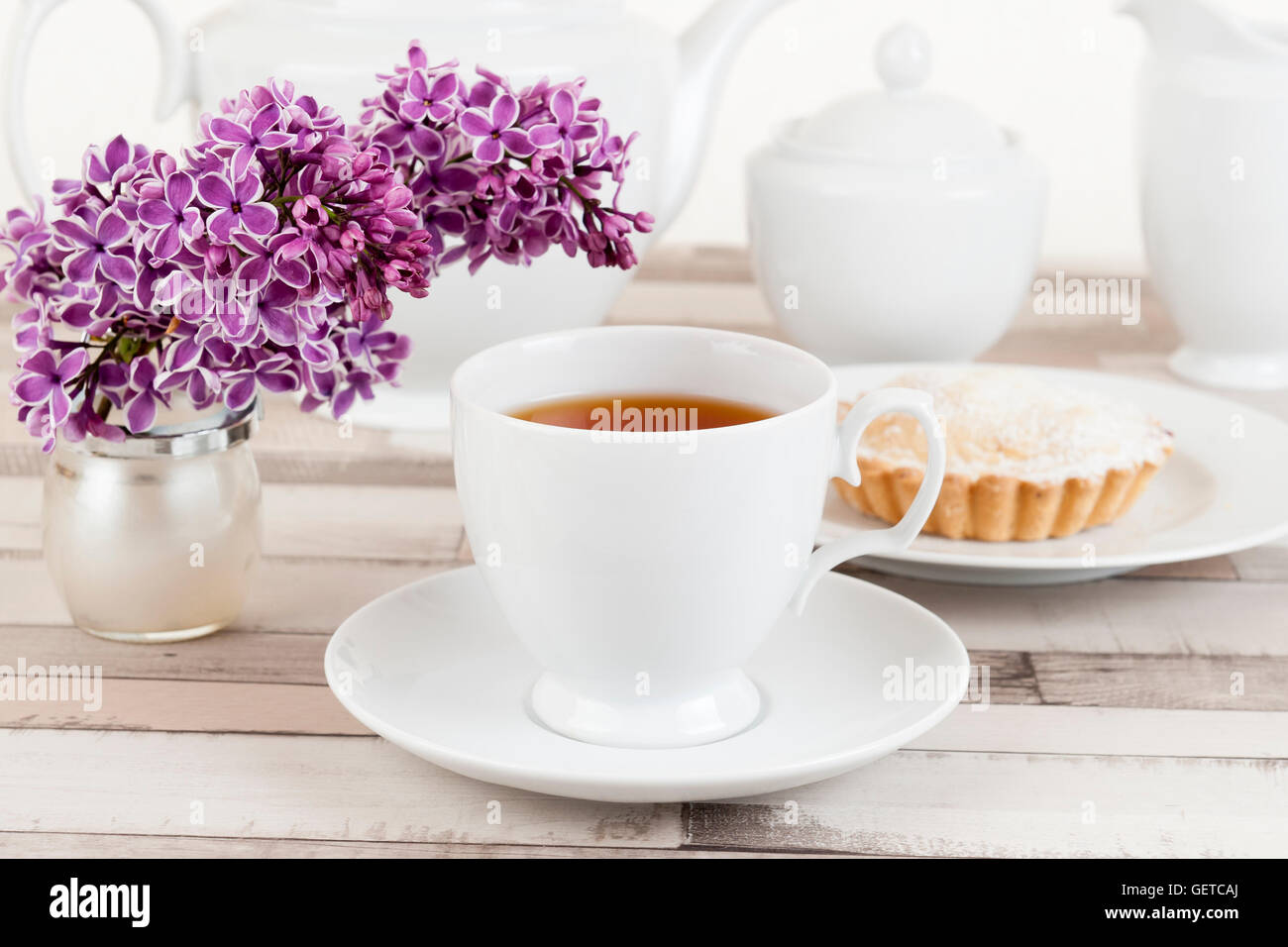 Composition of white porcelain cup of tea Stock Photo Alamy