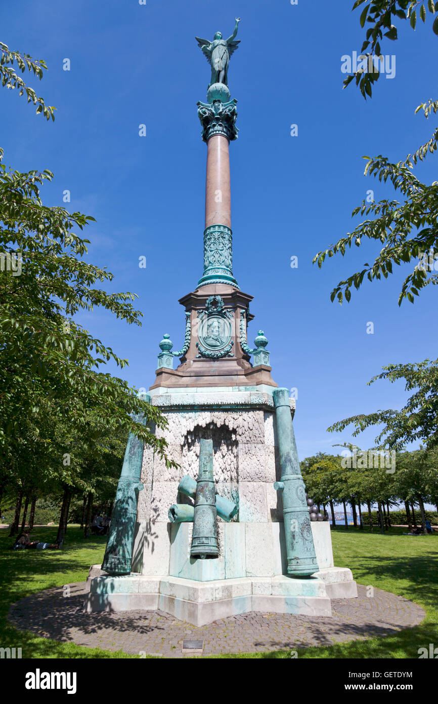 Ivar Huitfeldt Column in the Langelinie Park, Copenhagen. Commemorates the death of the admiral and men in the battle off Stevns Stock Photo