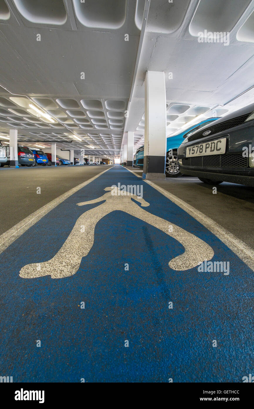Footway in a multi story car park. Stock Photo