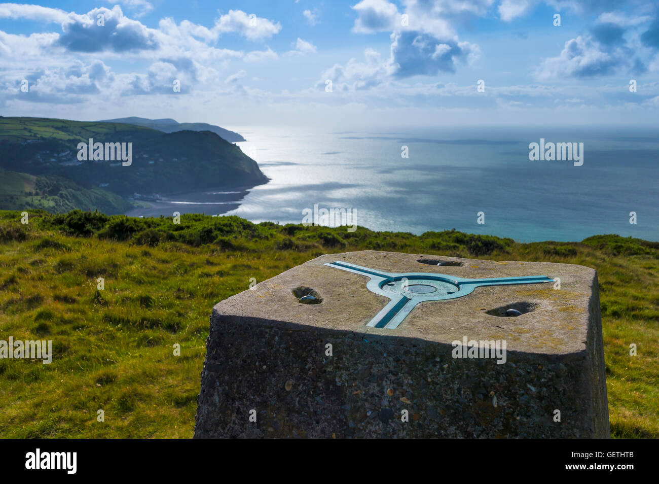 Ordnance Survey triangulation station at Foreland Point in Devon Stock