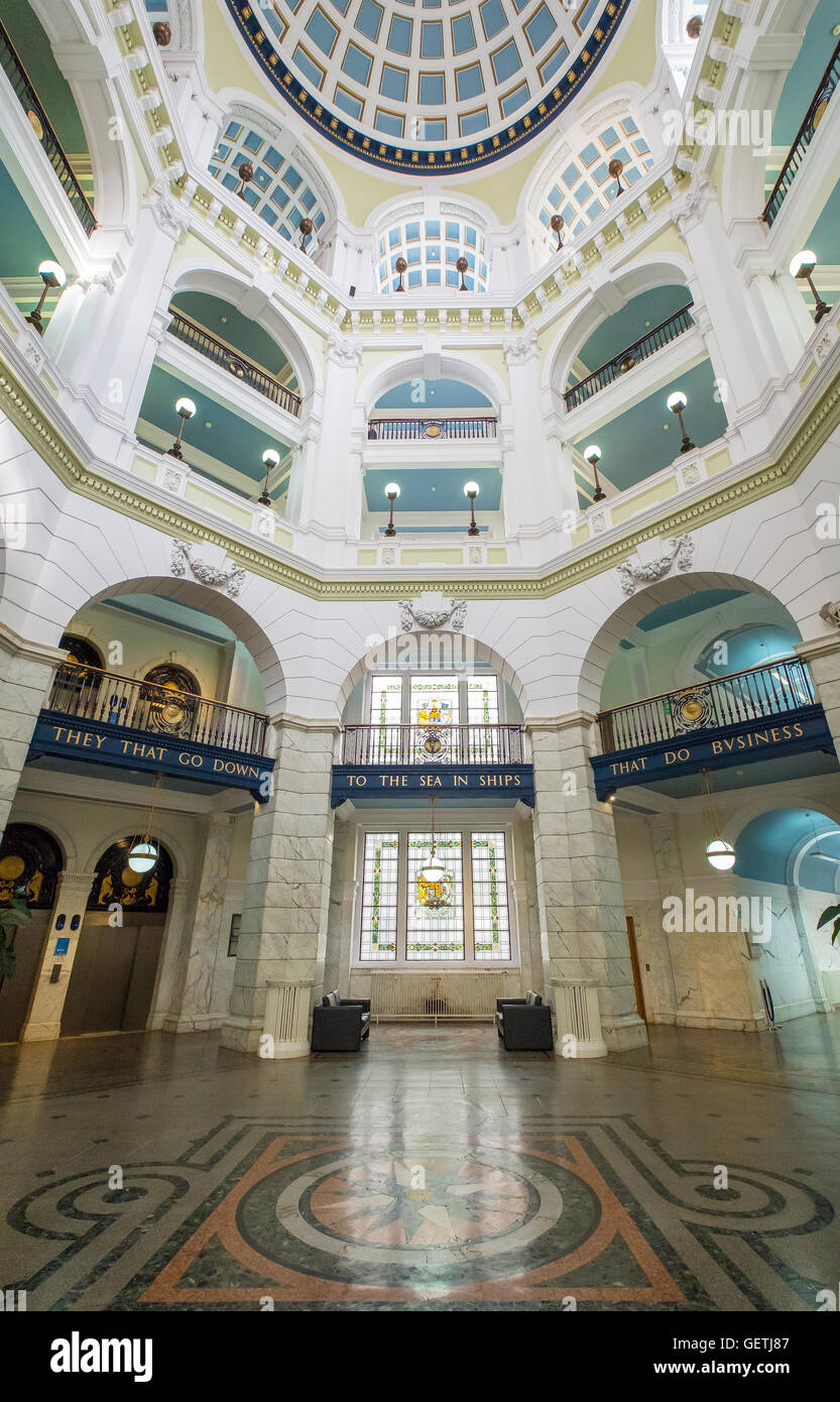 Central atrium of the Port of Liverpool building. Stock Photo