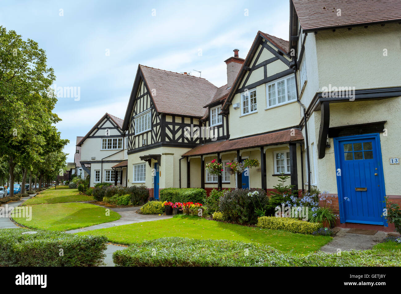 Attractive housing at Port Sunlight Stock Photo Alamy