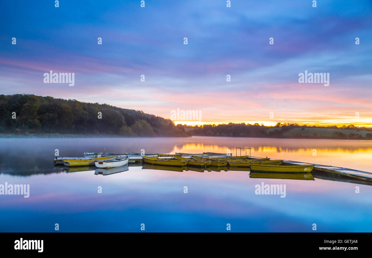 A new day dawns over the reservoir. Stock Photo