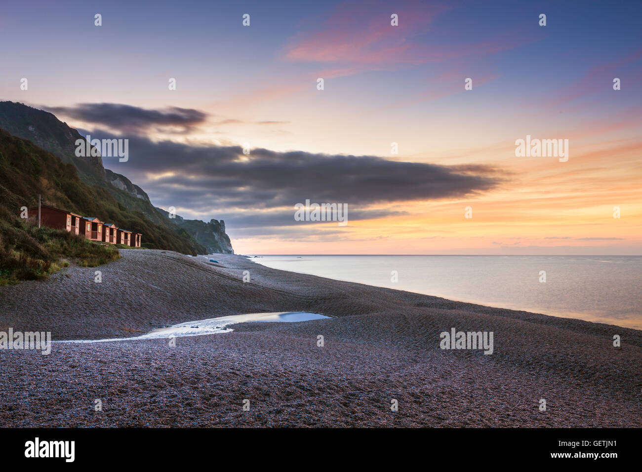 Just west of Beer on the Jurassic Coast lies the small village of Branscombe. Stock Photo