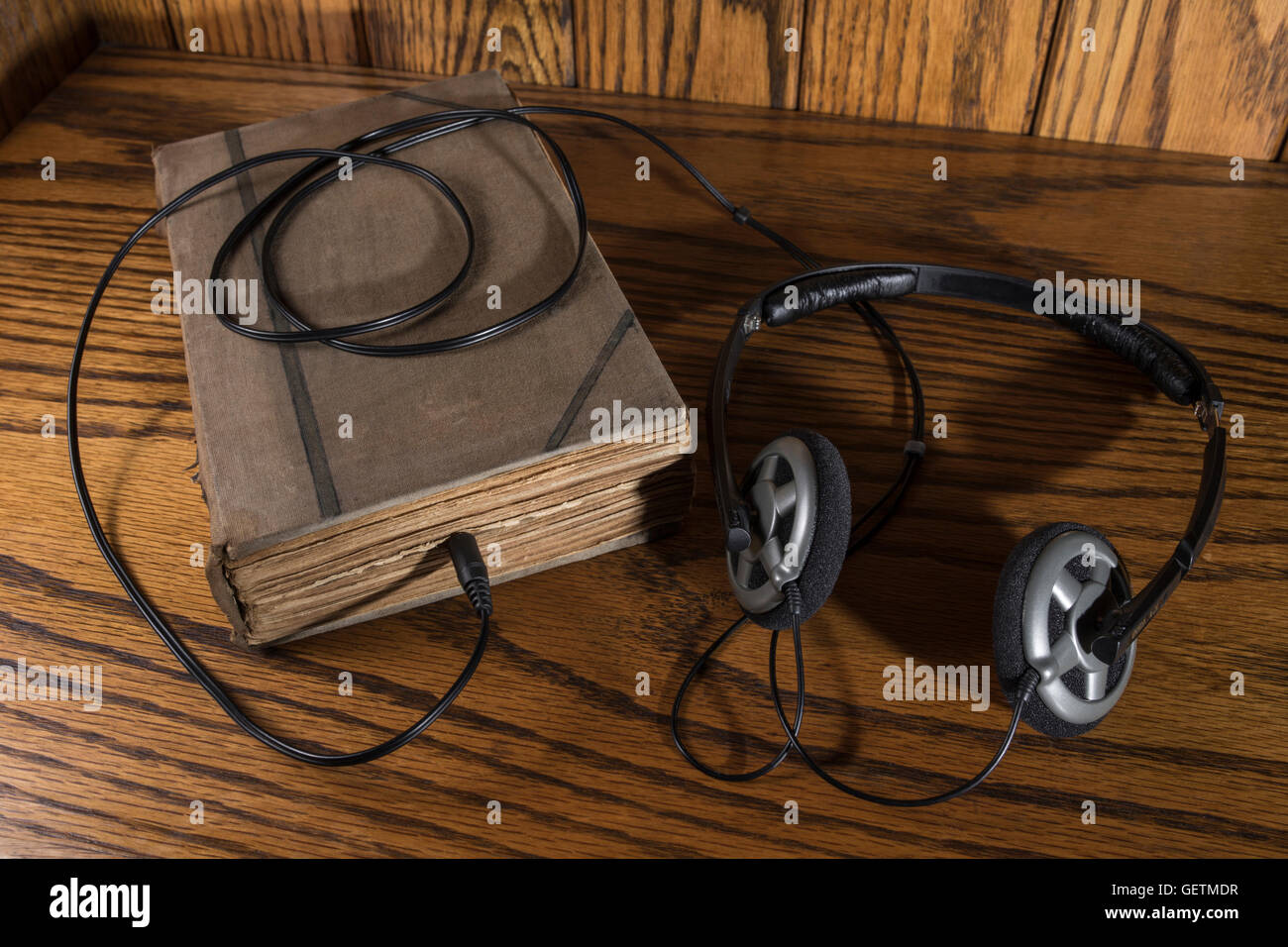 Audio book concept. Stock Photo