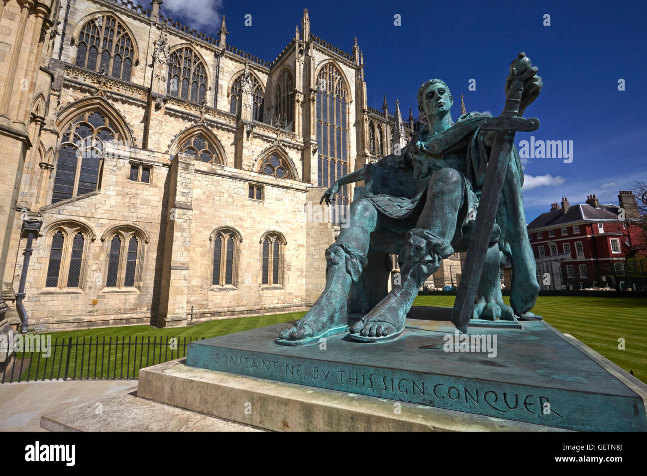 The statue of Constantine the Great outside York Minster Stock Photo