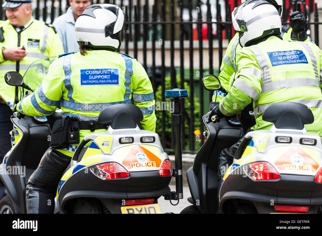 PCSO officers on scooters. Stock Photo