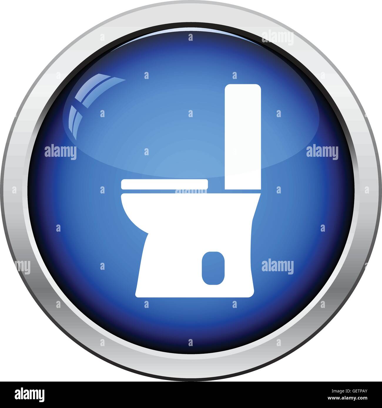 Toilet bowl icon. Glossy button design. Vector illustration. Stock Vector