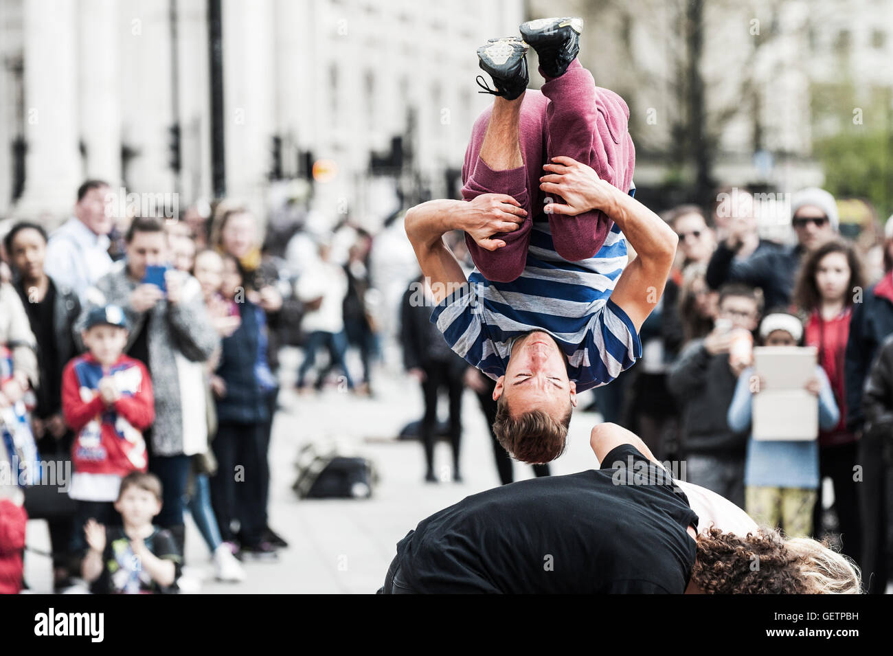 A street entertainer performing in London. Stock Photo