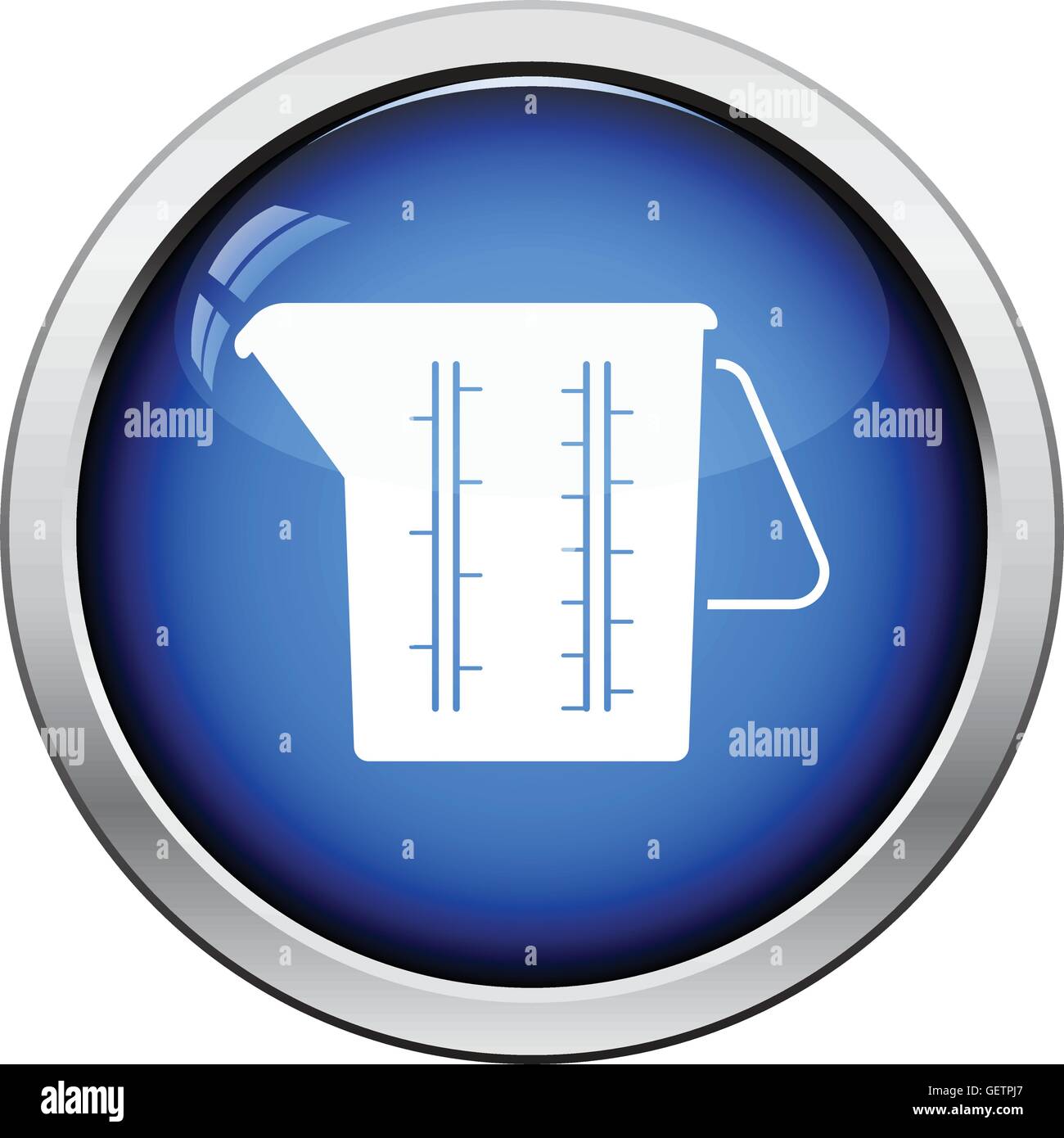 Measure glass icon. Glossy button design. Vector illustration Stock ...