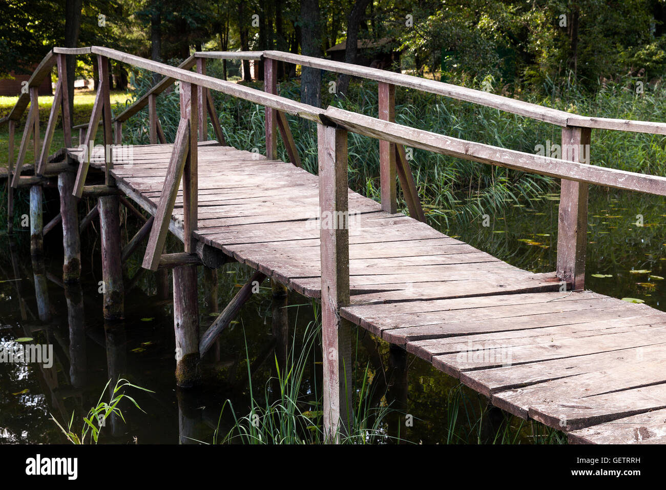 old wooden bridge Stock Photo - Alamy