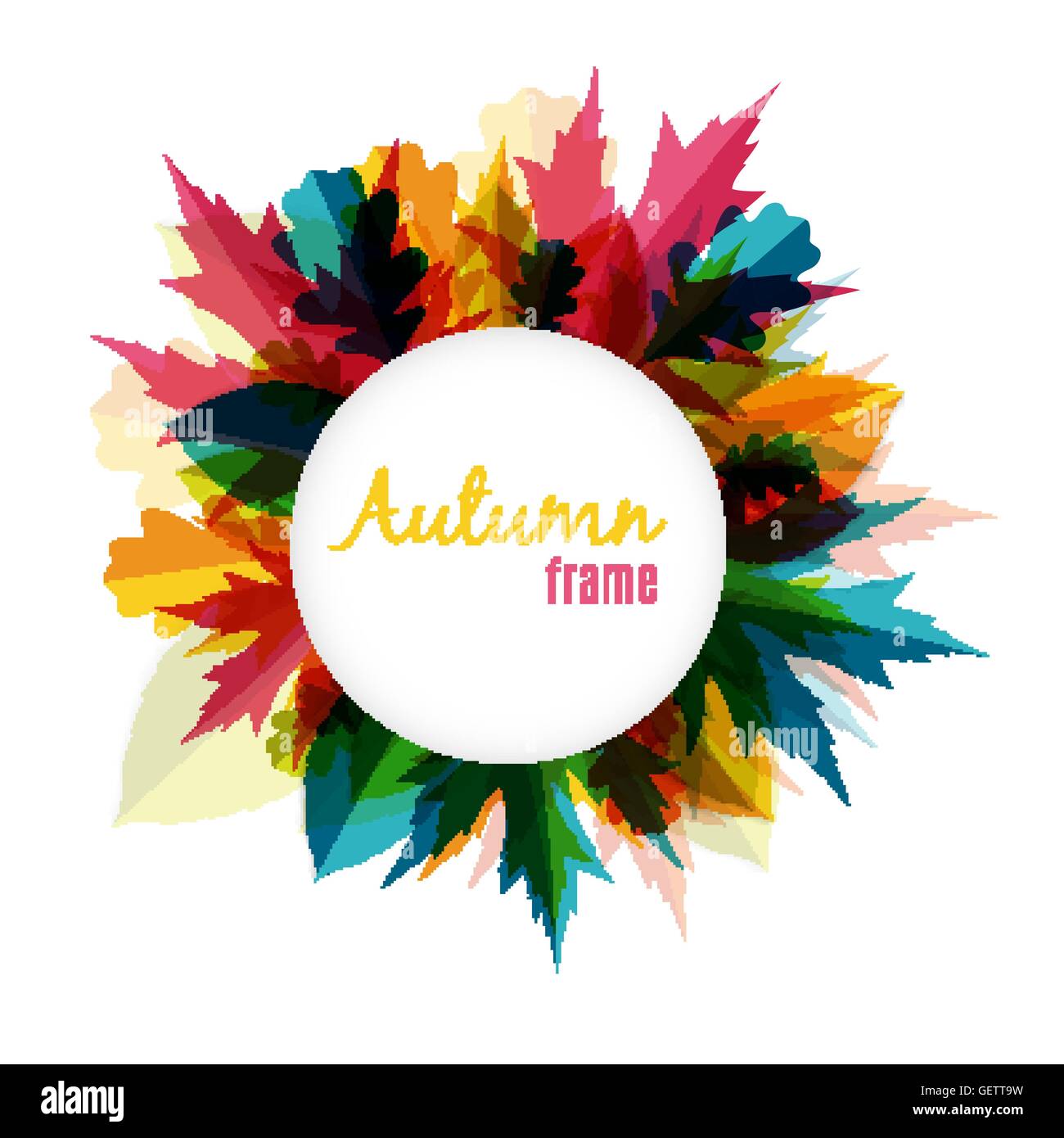 Natural Sunny Autumn Leaves Frame Background Vector Illustration Stock ...