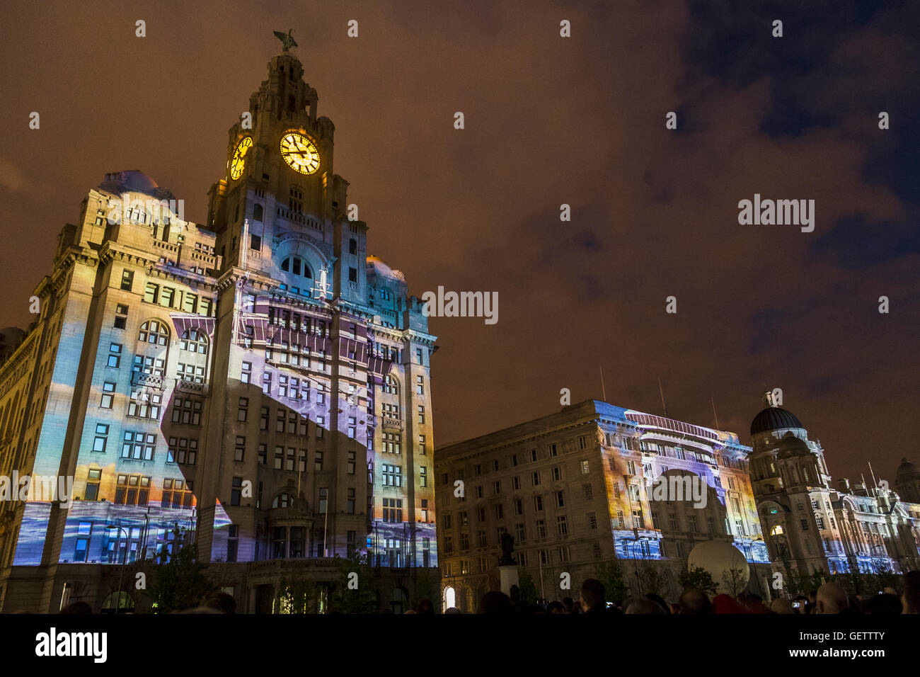 Projections of the Cunard 175 celebrations on the Three Graces in ...