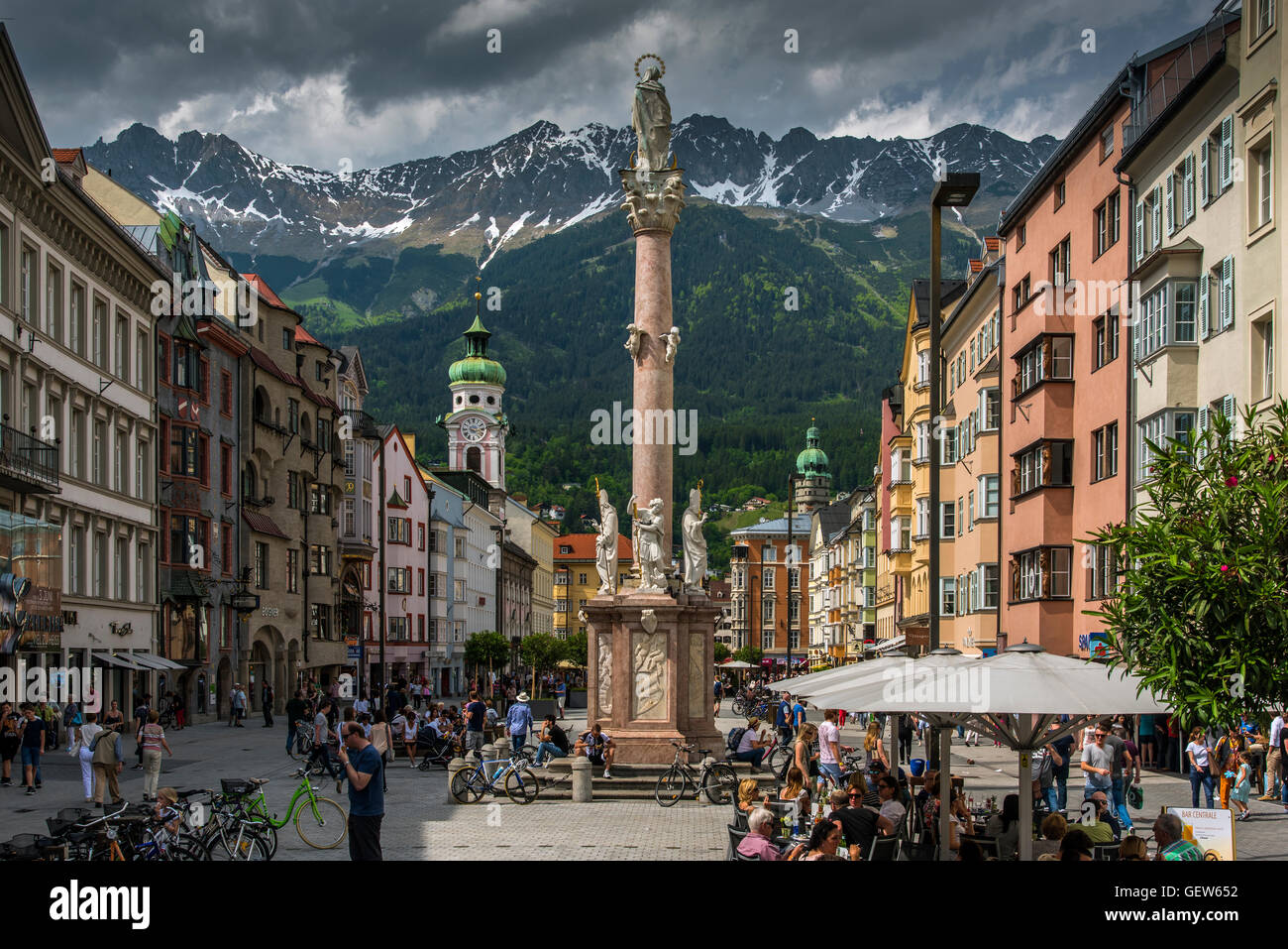 Maria-Theresien-Strasse or Maria Theresa Street, Innsbruck, Tyrol, Austria Stock Photo