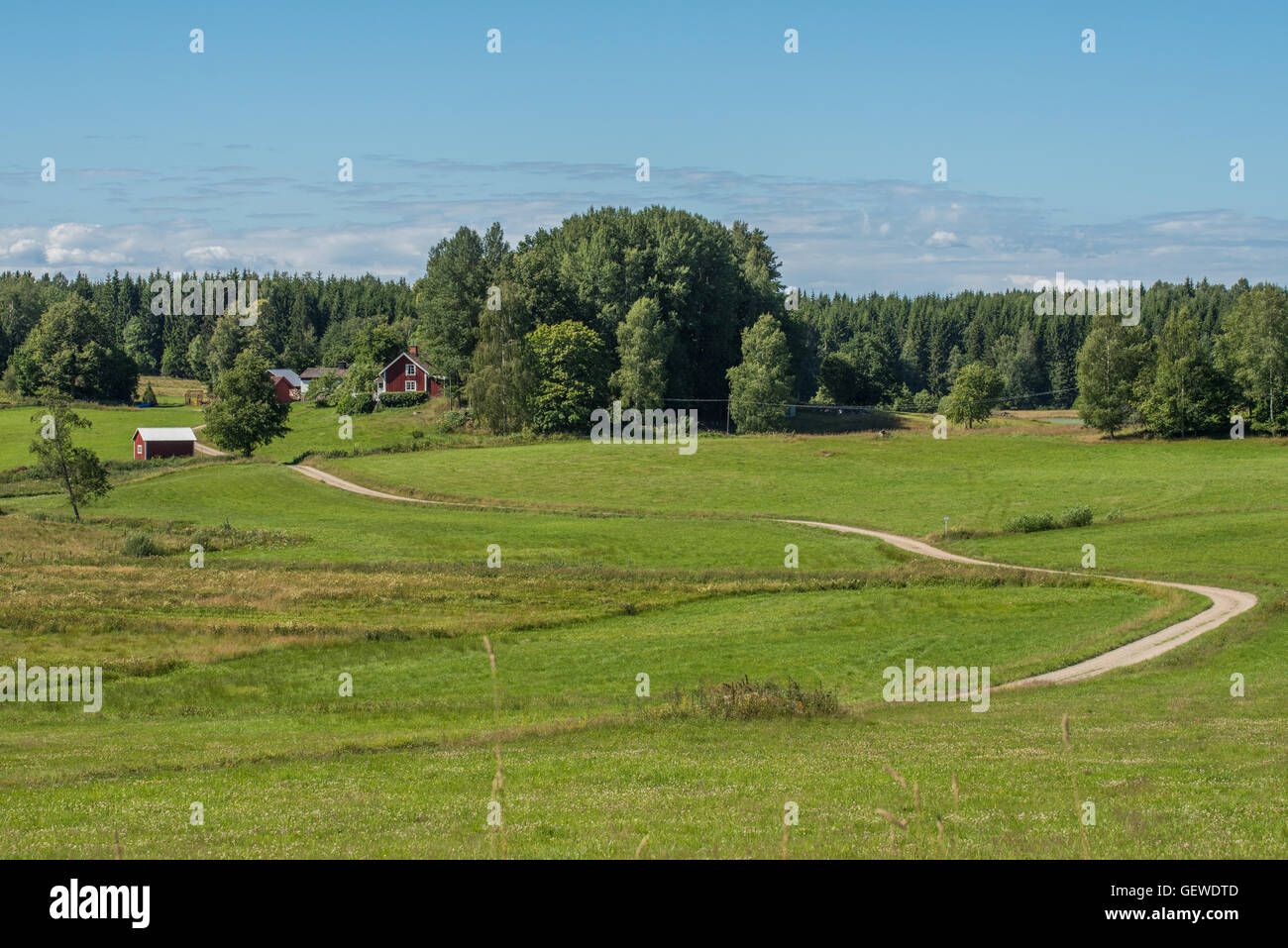 Countryside of Östergötland outside Finspång during summer in Sweden Stock Photo