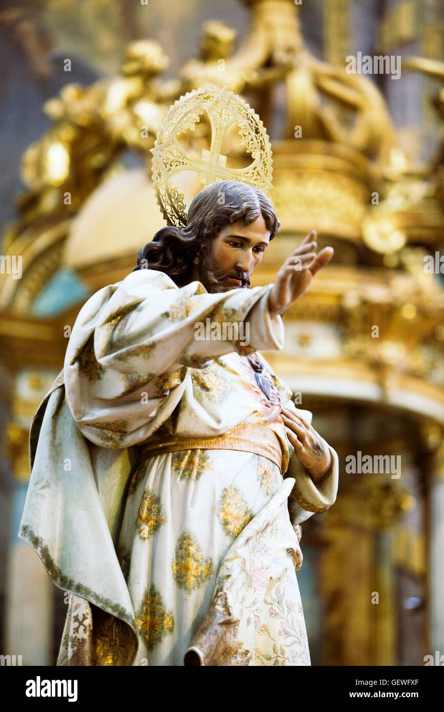 An image of a resurrected Christ statue at the church Iglesia de san Idefonso in Toledo in Spain