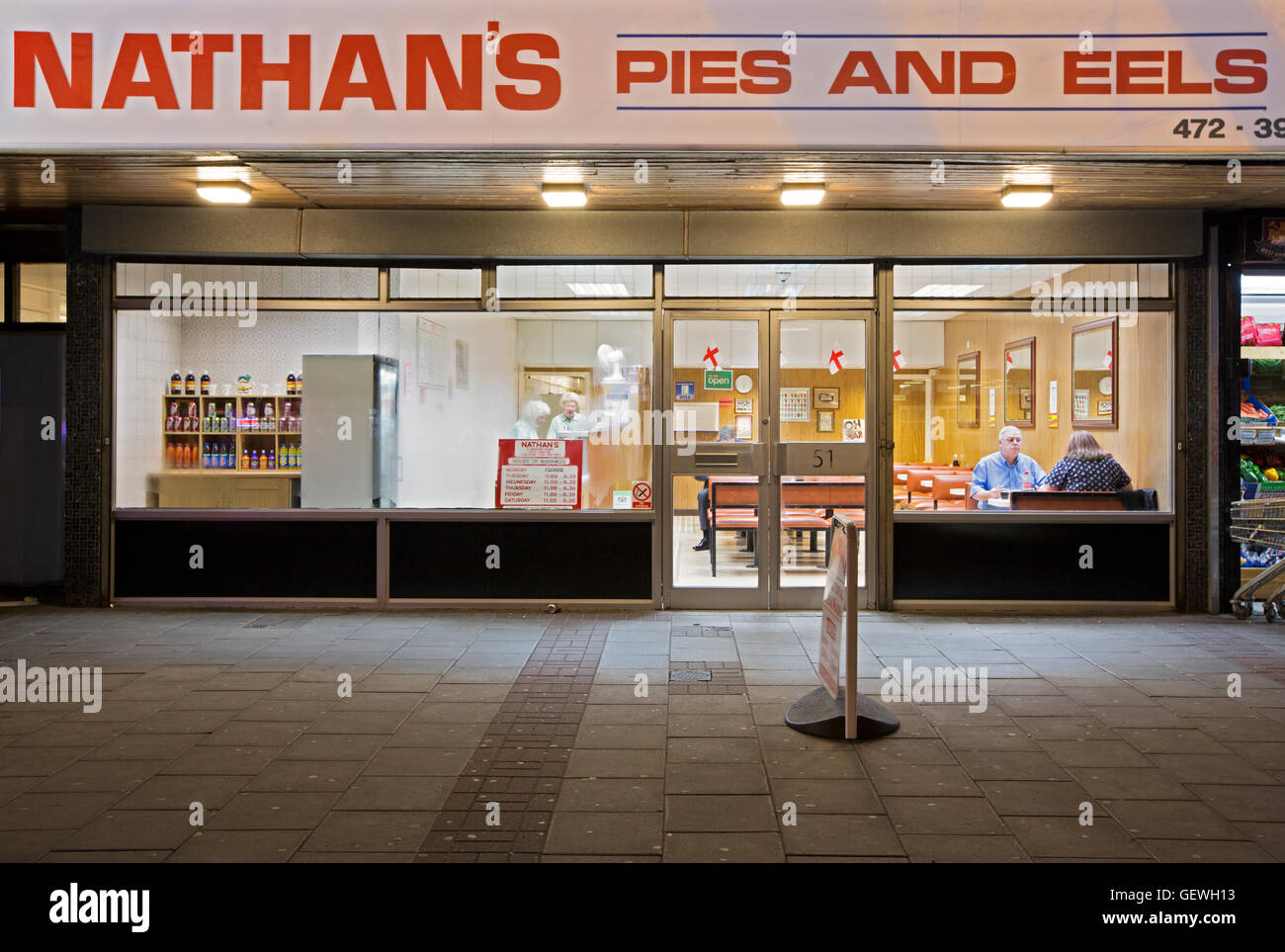 Exterior of Nathans Pies and Eels Restaurant in Upton Park in East London Stock Photo Alamy