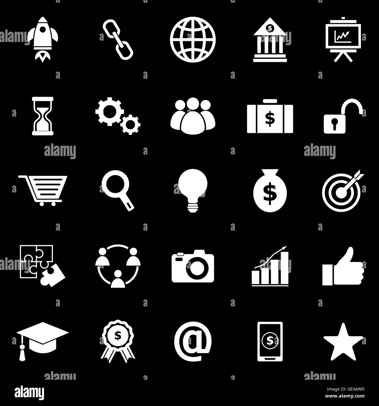 Start up icons on black background, stock vector Stock Vector Image ...