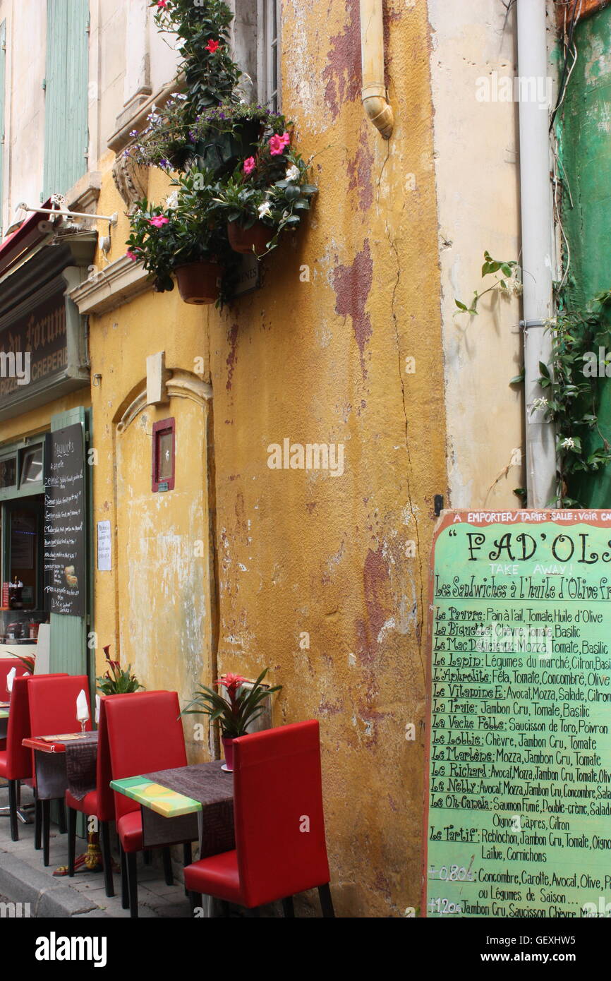 Cafe on Rue des Arenes in Arles, France Stock Photo Alamy
