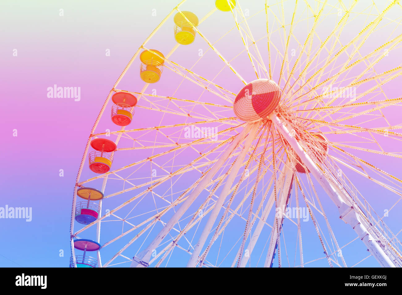 Giant ferris wheel in Amusement park with blue sky background Stock ...