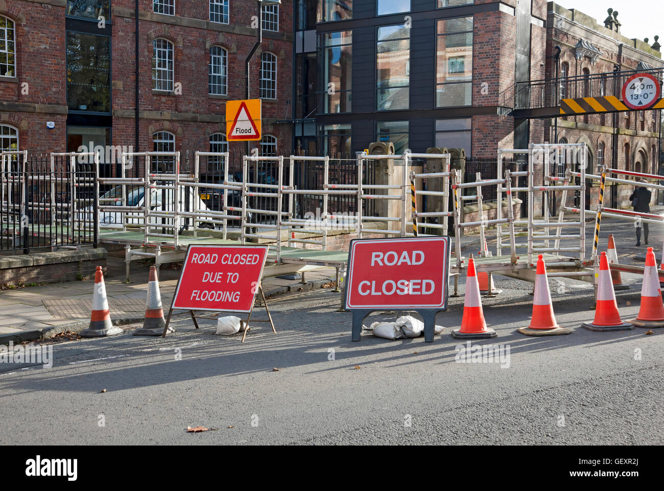 Road closed due to flooding Stock Photo - Alamy