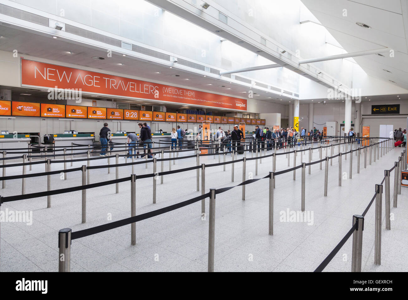 Almost empty check in area for Easyjet flights. Stock Photo