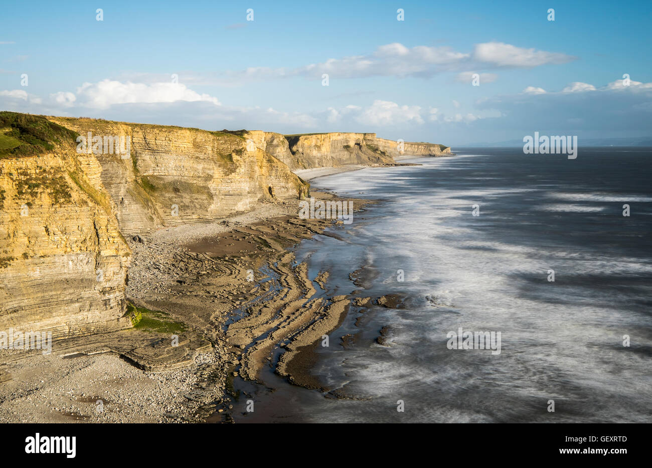 The cliffs at Dunraven Bay. Stock Photo