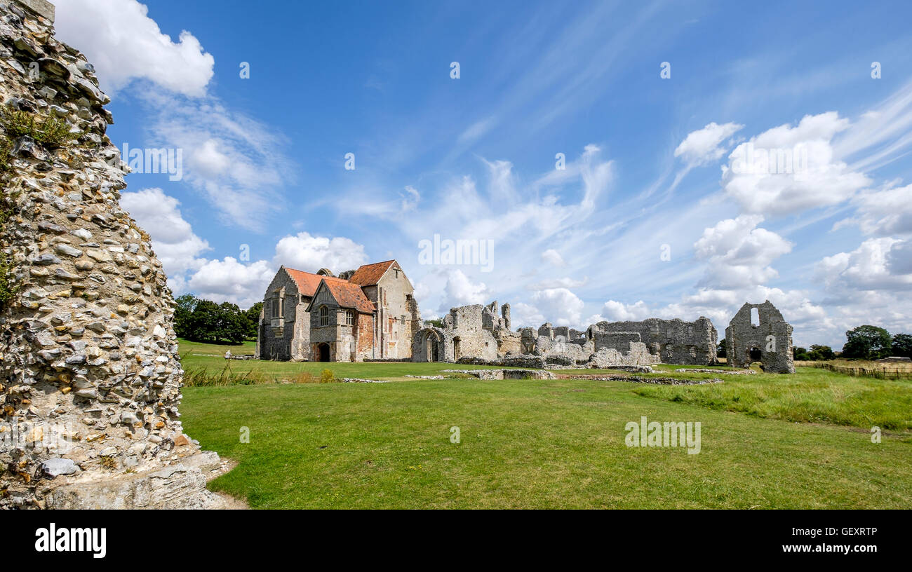 The ruins of Castle Acre Priory on a sunny day. Stock Photo