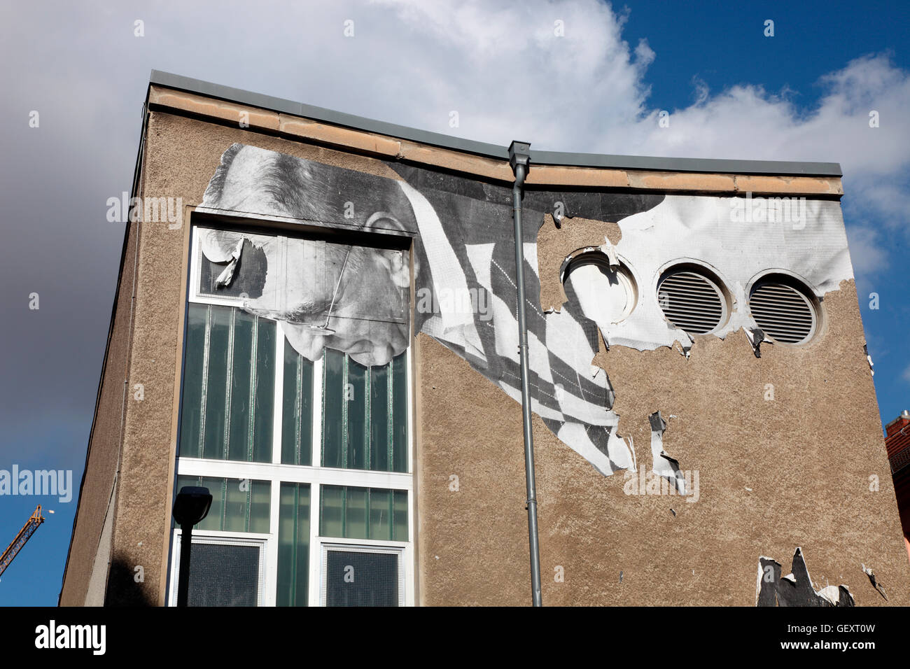 Street art on gable end of house in Hackescher in Berlin. Stock Photo