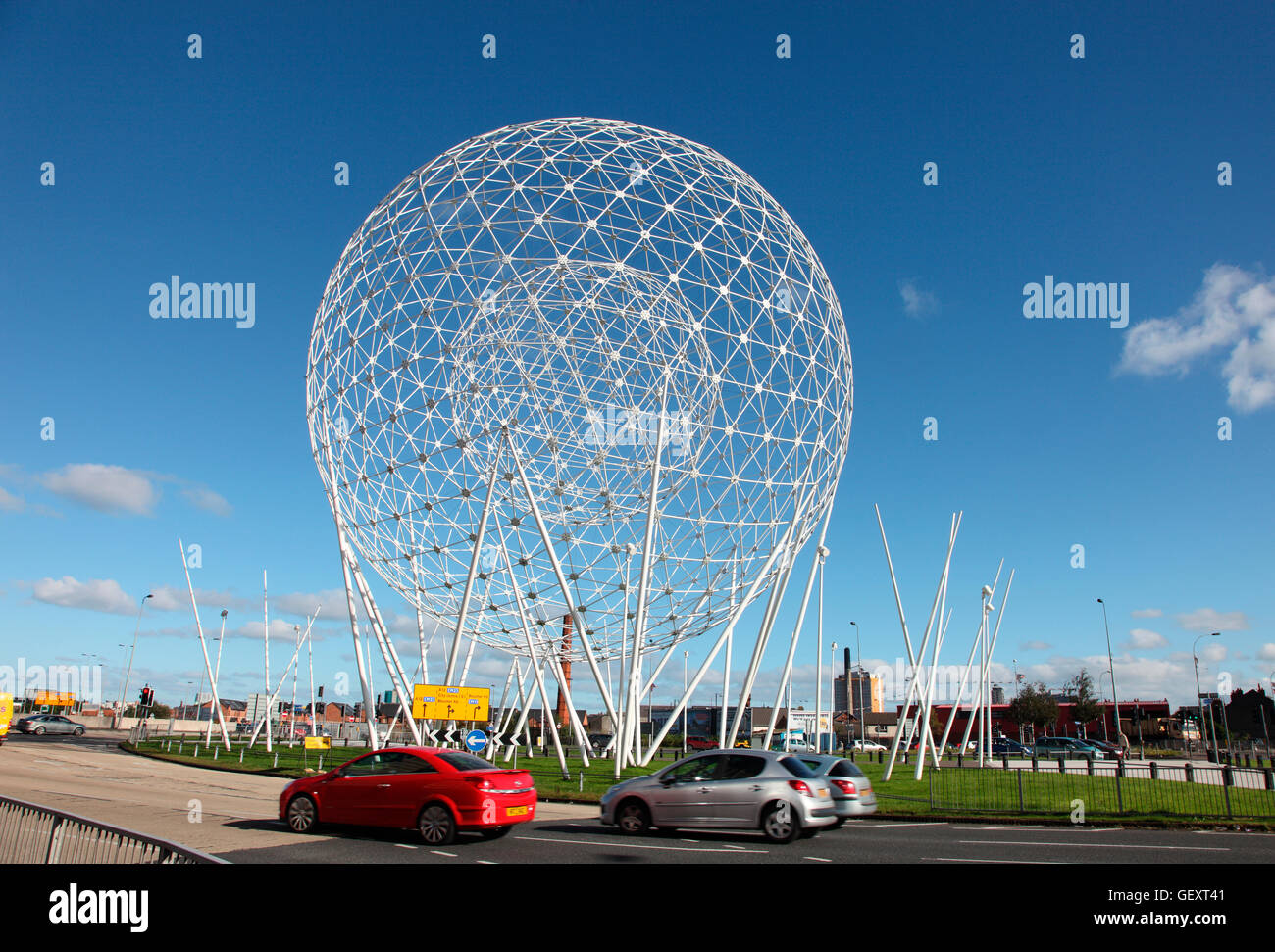 Balls on the Falls sculpture on a Belfast roundabout Stock Photo Alamy