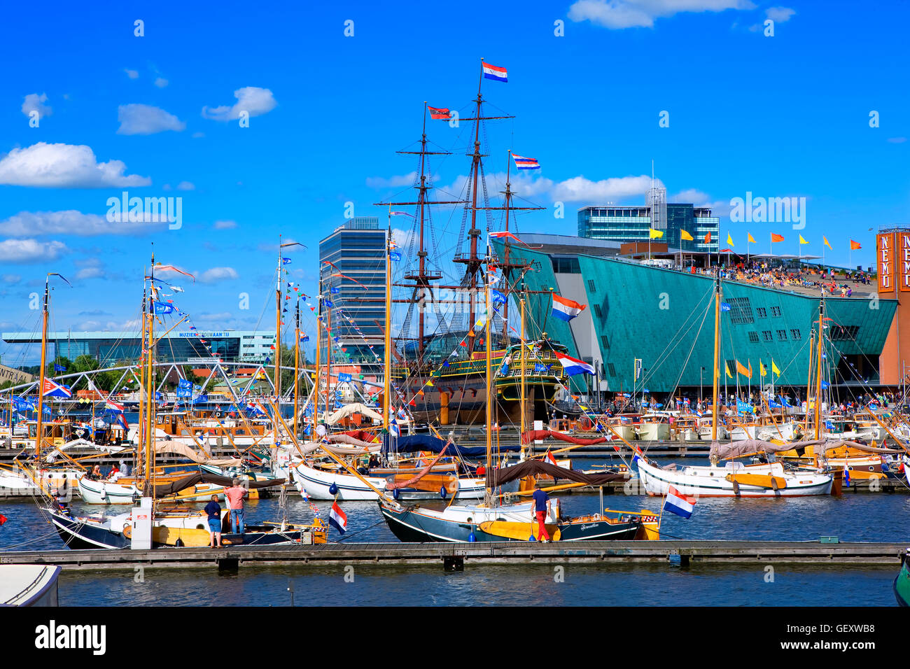 NEMO museum  and harbour in Amsterdam Stock Photo