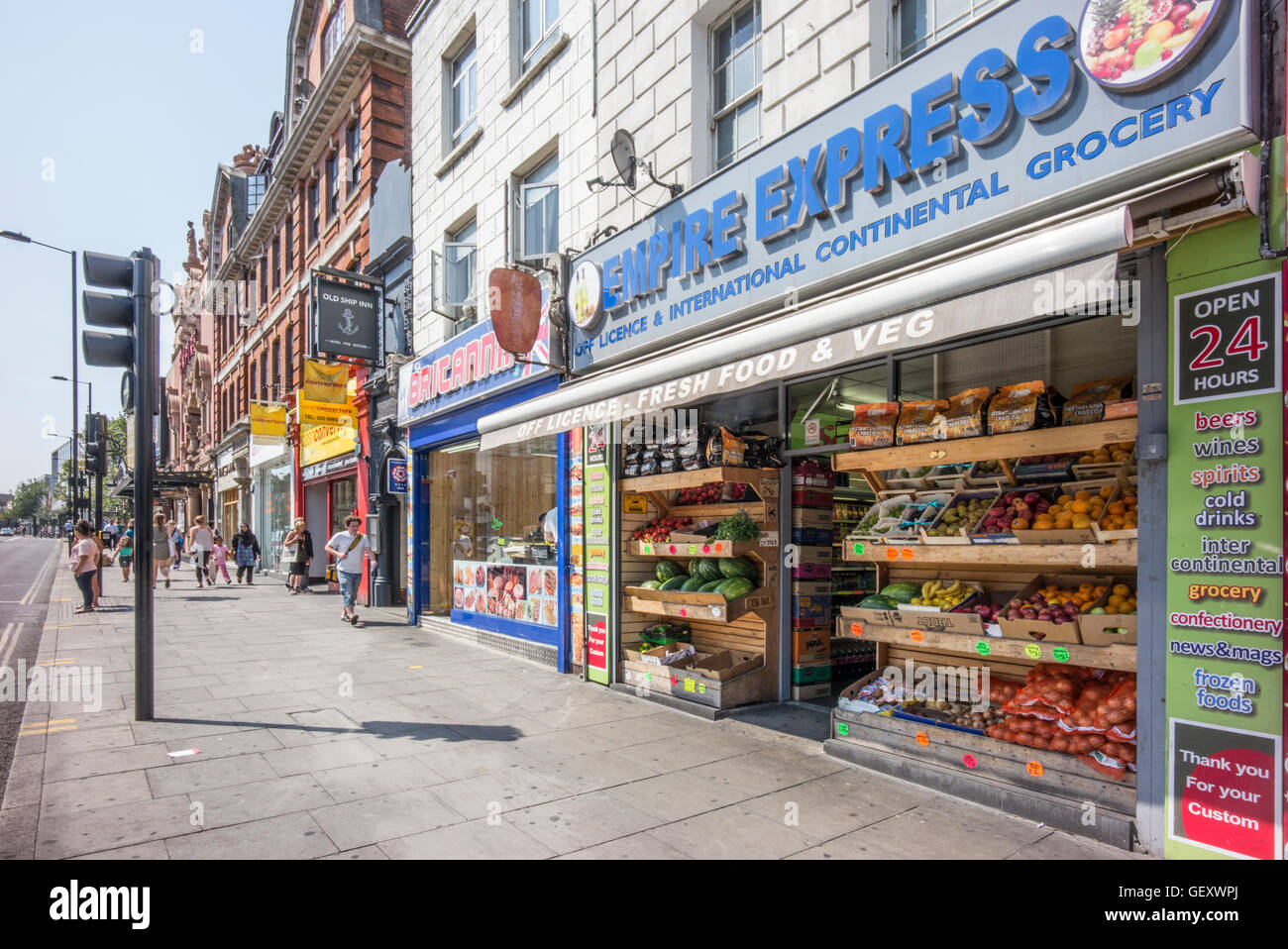 24 hour shops in Mare Street in the London borough of Hackney Stock Photo Alamy