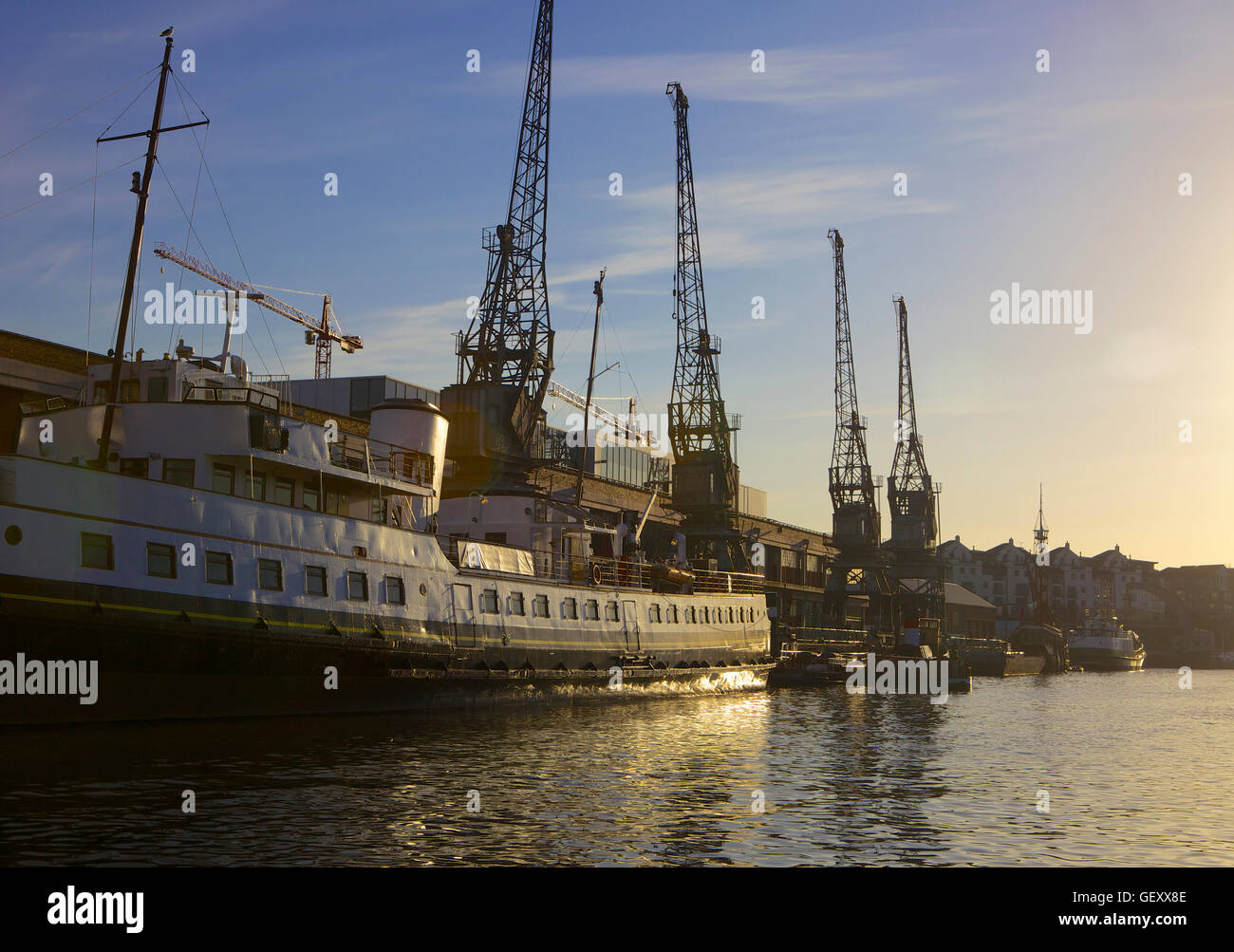 The cruise ship Balmoral outside M Shed museum at Princes Wharf in Bristol's harbourside. Stock Photo