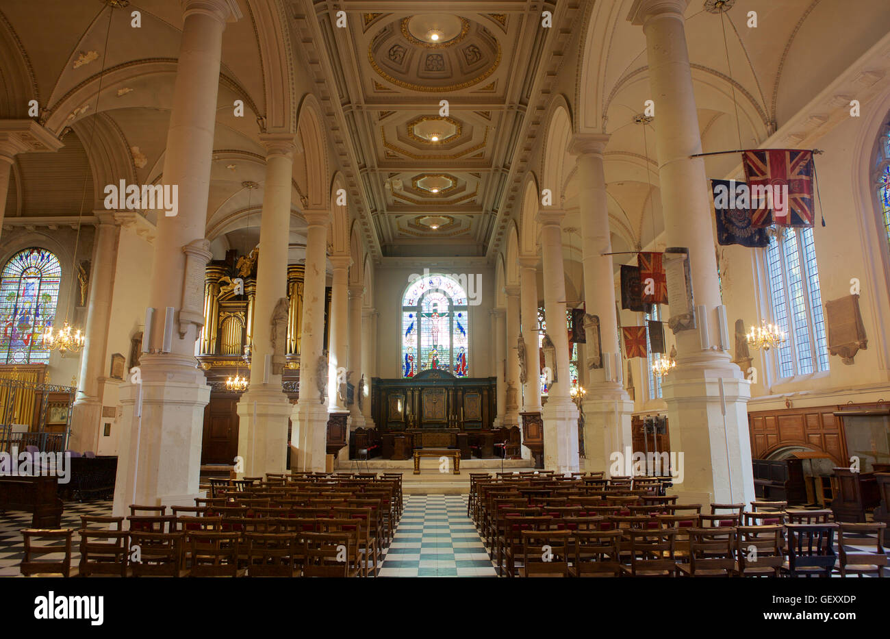 Interior of St Sepulchre without Newgate near the Old Bailey in the City of London. Stock Photo