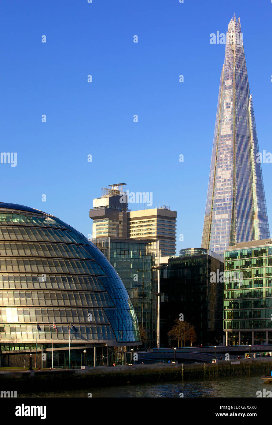South Bank with City Hall and The Shard Stock Photo - Alamy