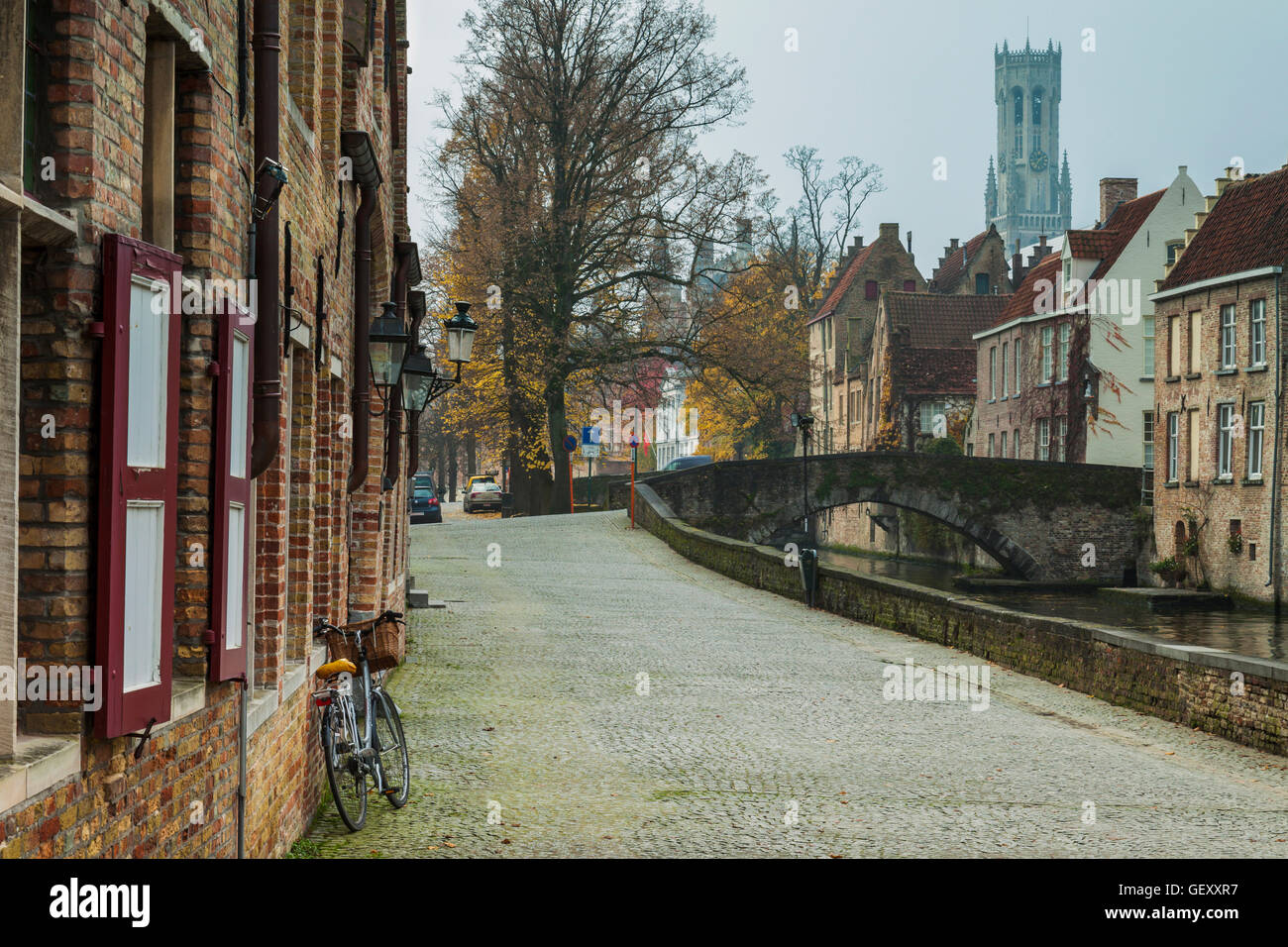 Autumn afternoon in Bruges. Stock Photo