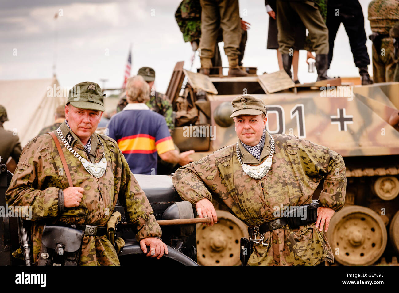 Posing in German SS uniforms at The 6th Annual Combined Ops Show. Stock Photo