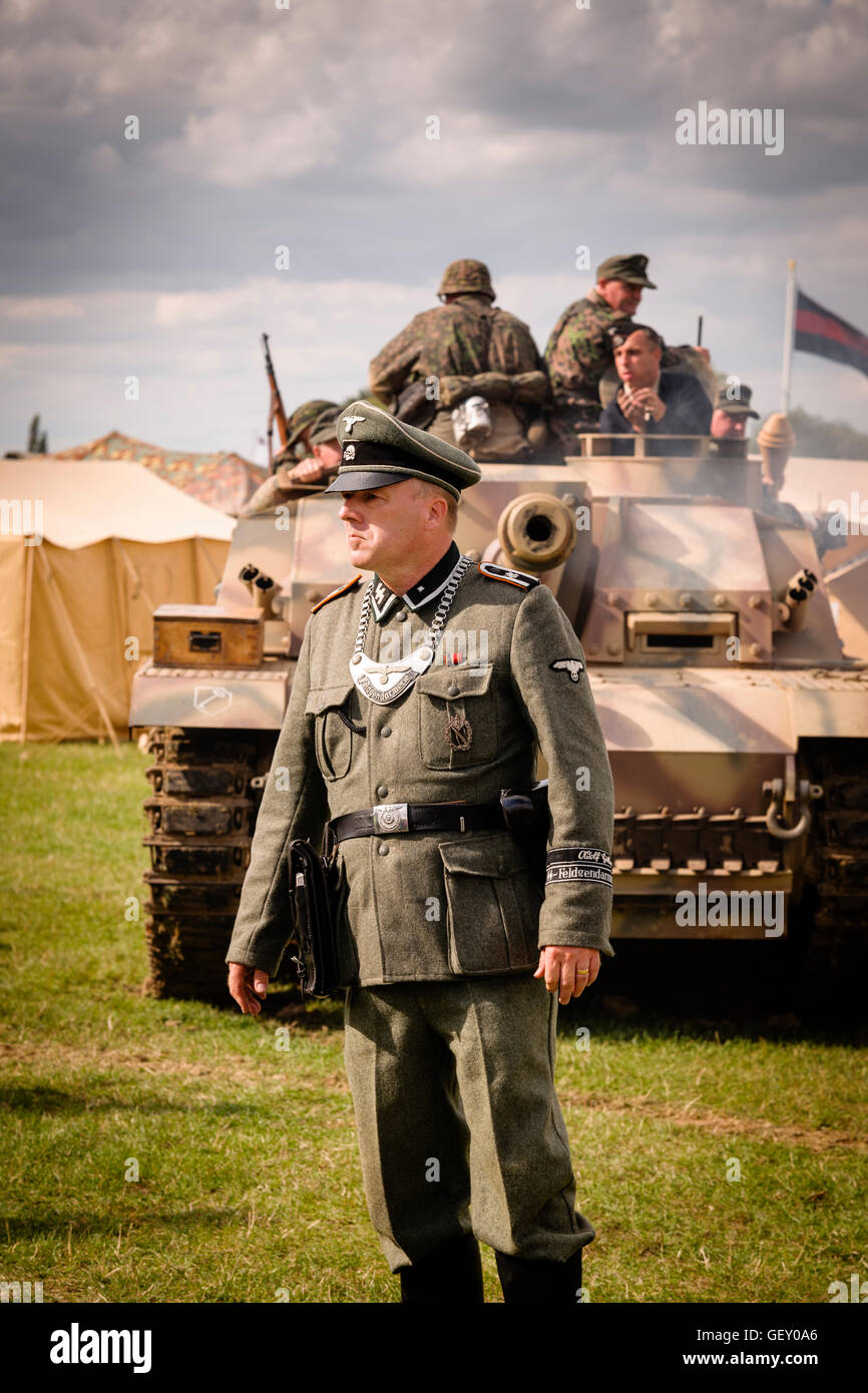 Posing in German SS uniform at The 6th Annual Combined Ops Show. Stock Photo