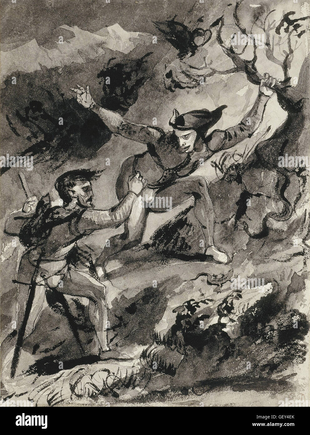 Eugène Delacroix - Faust and Mephistopheles on the Blocksberg Stock Photo