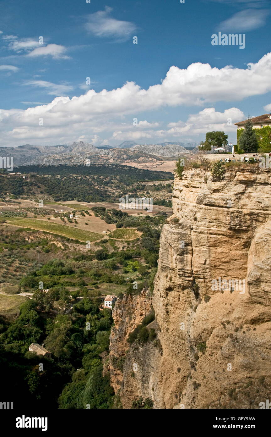 geography / travel, Spain, province Malaga, Andalusia, Ronda, rock, view towards 'Serrania de Ronda', Stock Photo