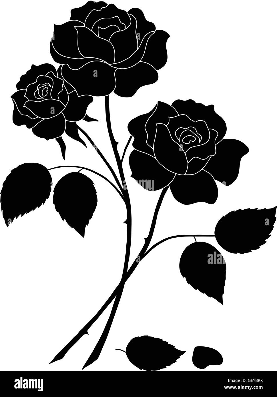 Flowers rose, silhouette Stock Vector
