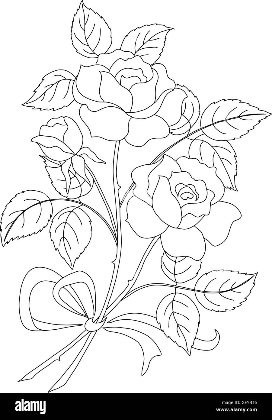 Flowers rose, contour Stock Vector