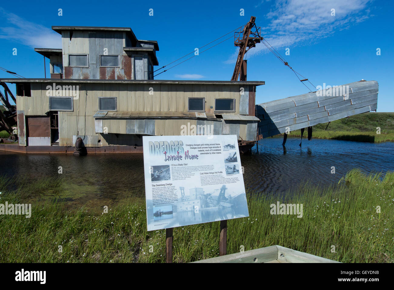 Alaska, Seward Peninsula, Nome. Swanberg Dredge, Alaska Gold Company