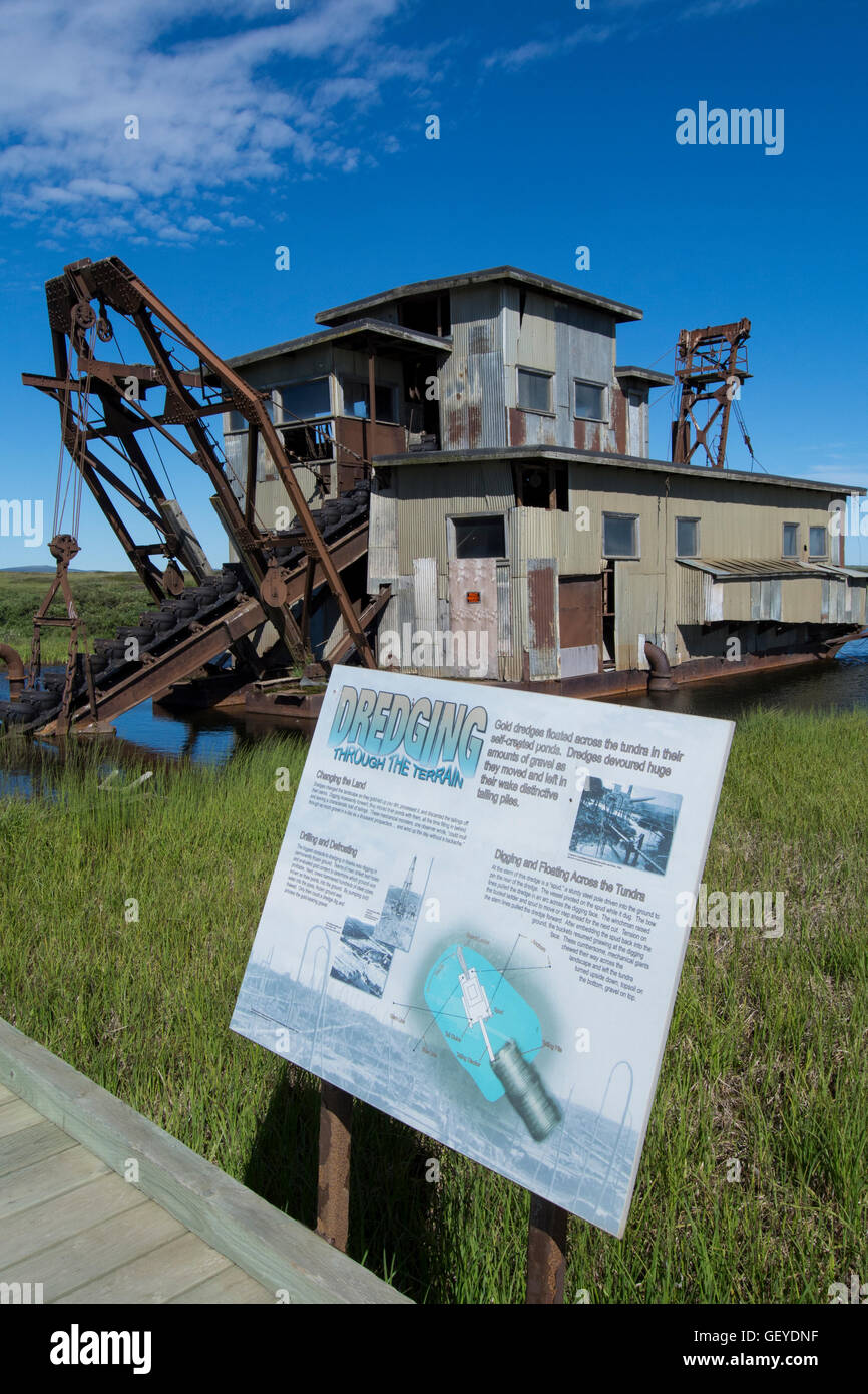 Alaska, Seward Peninsula, Nome. Swanberg Dredge, Alaska Gold Company Dredge No. 5, smaller than
