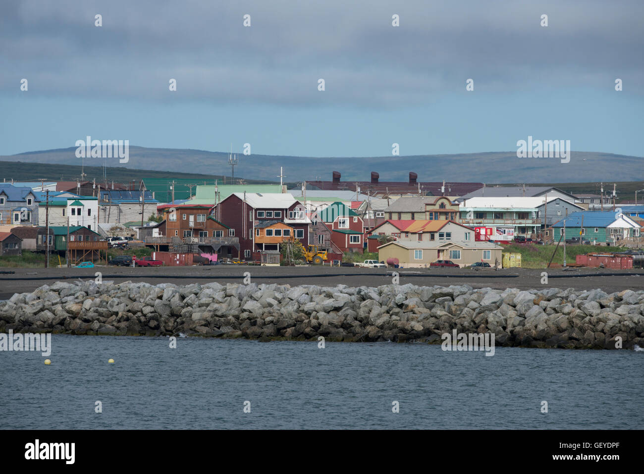 Alaska, Nome. Bering Sea view of downtown Nome Stock Photo Alamy