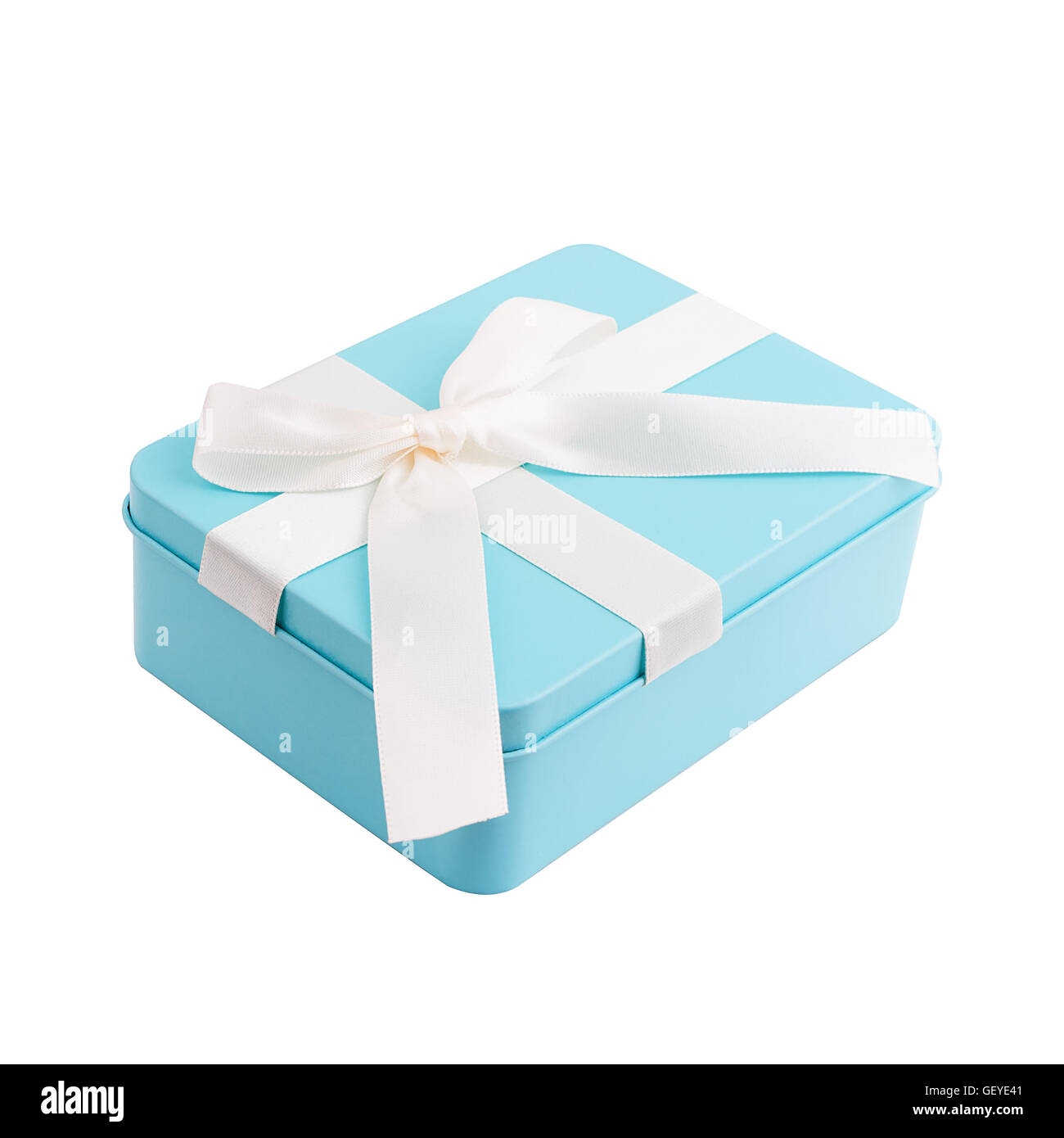 Rectangular metal gift box with purple bow isolated on white Stock Photo Alamy