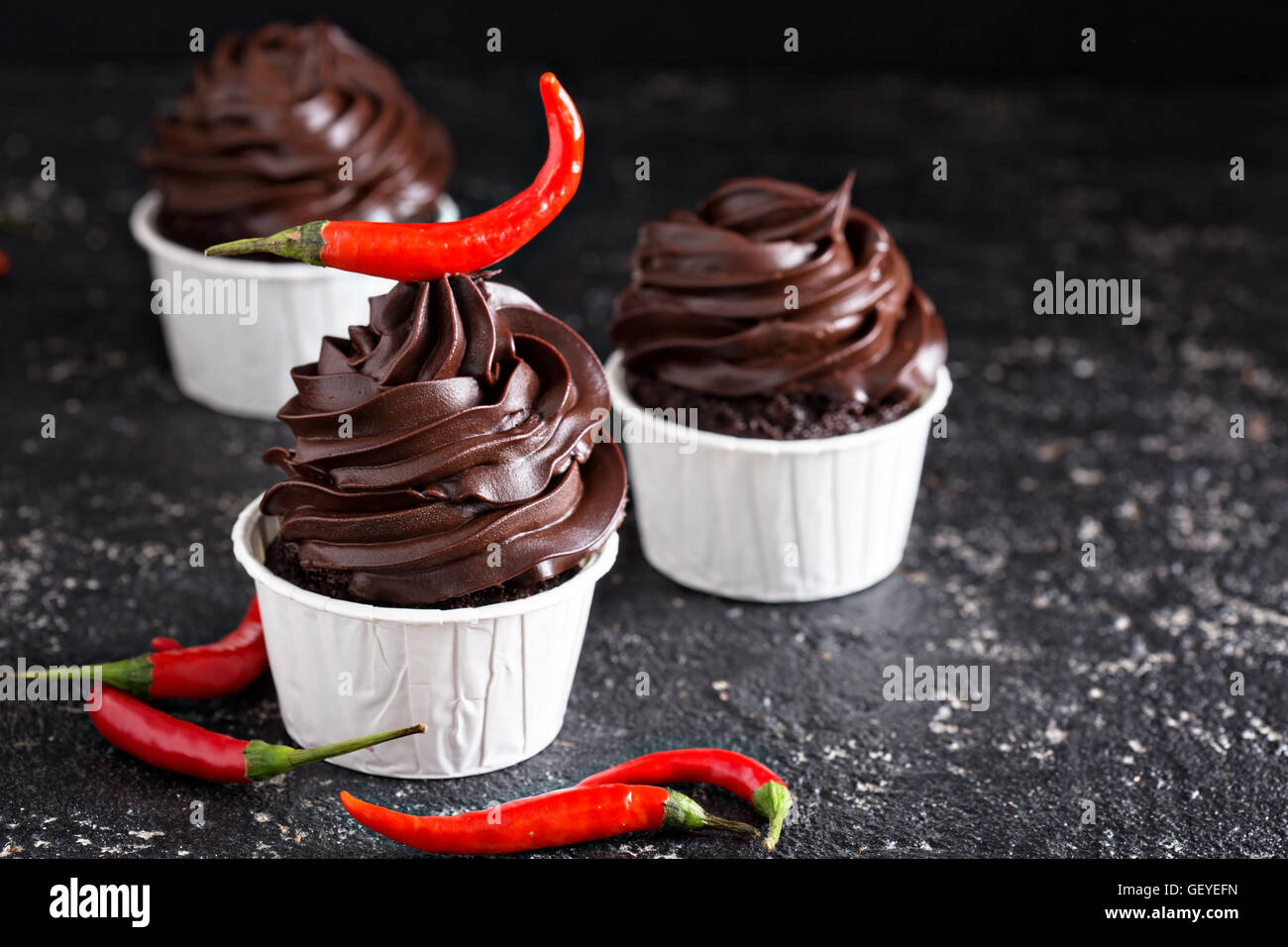 Chocolate cupcakes with mexican chili pepper Stock Photo - Alamy