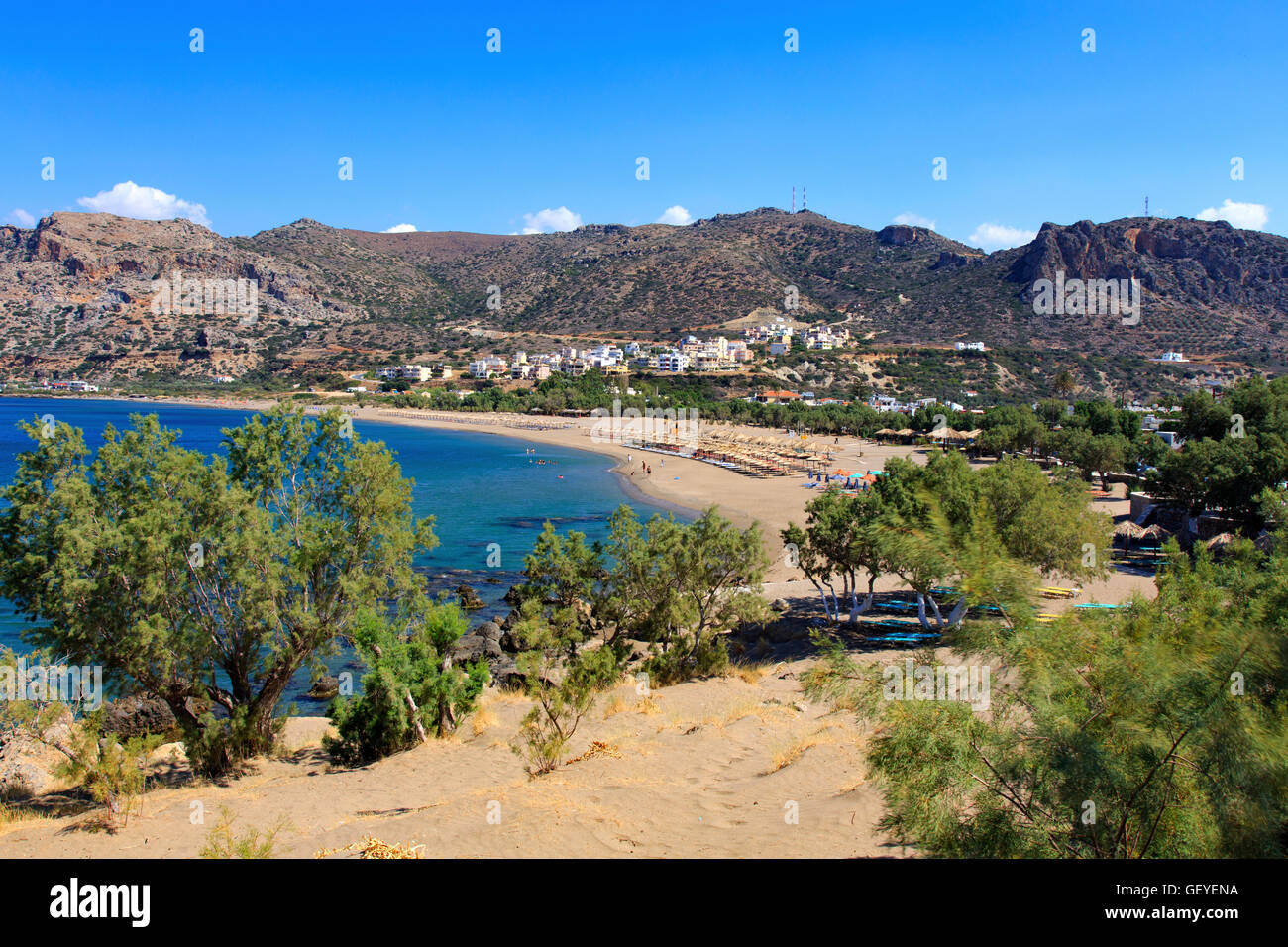 General view of Pachia Ammos Beach, Paleochora, Crete Stock Photo